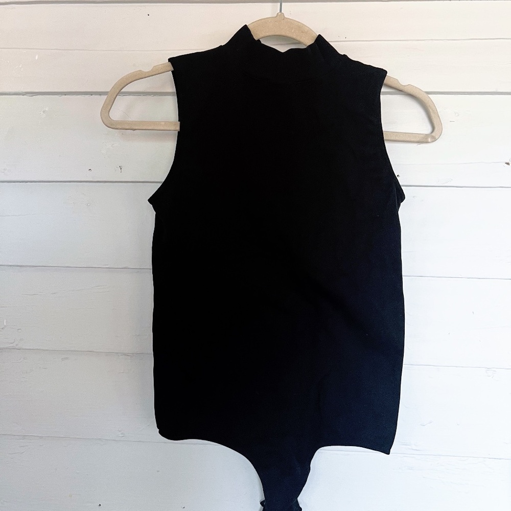 Bp. Black Stretch Mock Neck Bodysuit, Size M
